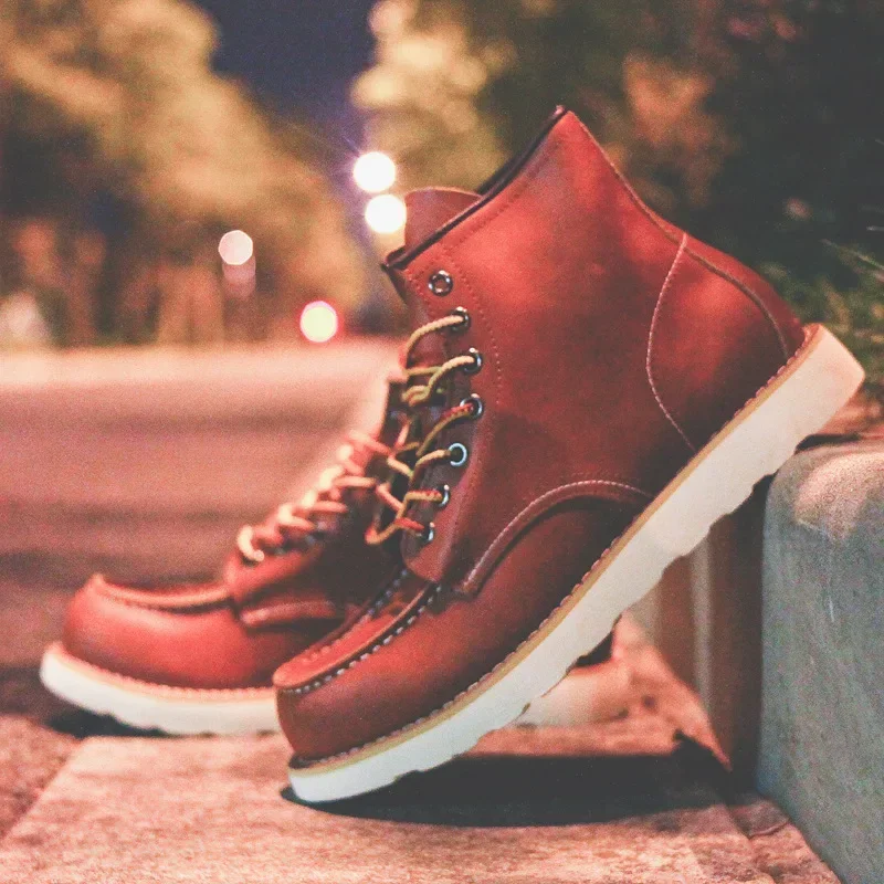 Leatherwork Projects - Botas masculinas de couro genuíno botas