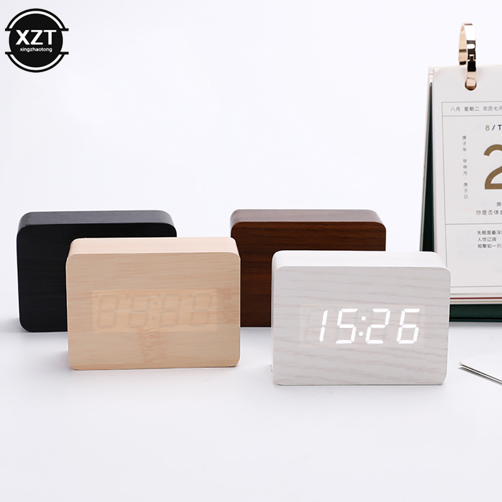Leatherwork Desk - Moda despertador led relógio de madeira